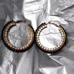 Elegant Gold and Black Hoop Earrings